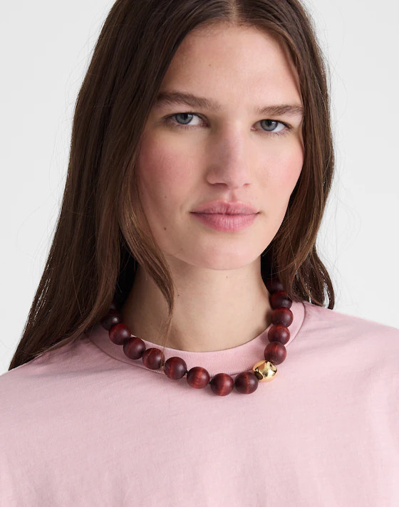 Madewell x Shopbop Oversized Wood Beaded Choker Necklace | Madewell