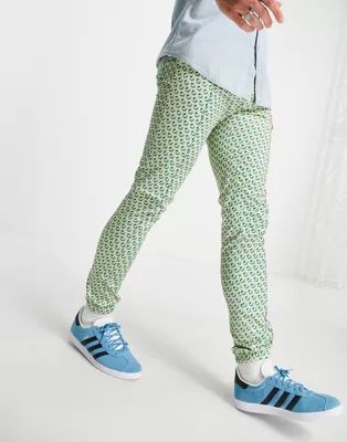 ASOS DESIGN co-ord skinny smart pants with pastel geo print | ASOS (Global)