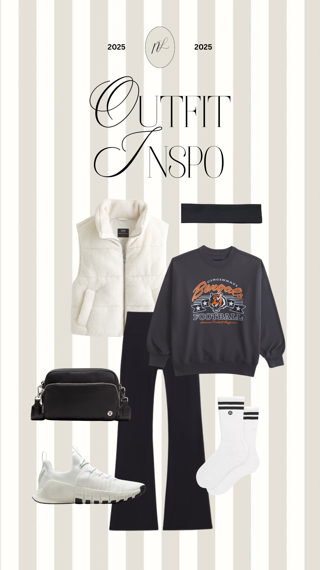 NFl watch party/football season outfit inspo. Lululemon accessories, puffer vest, and nike sneakers.  

 #LTKStyleTip

#LTKGiftGuide #LTKootd