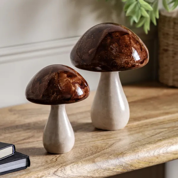 Set of 2 Resin Mushroom Ornaments | Dunelm