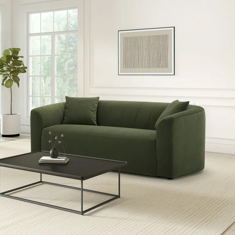 Cole & Rye Curved 79.53" Sofa, Olive Velvet | Walmart (US)
