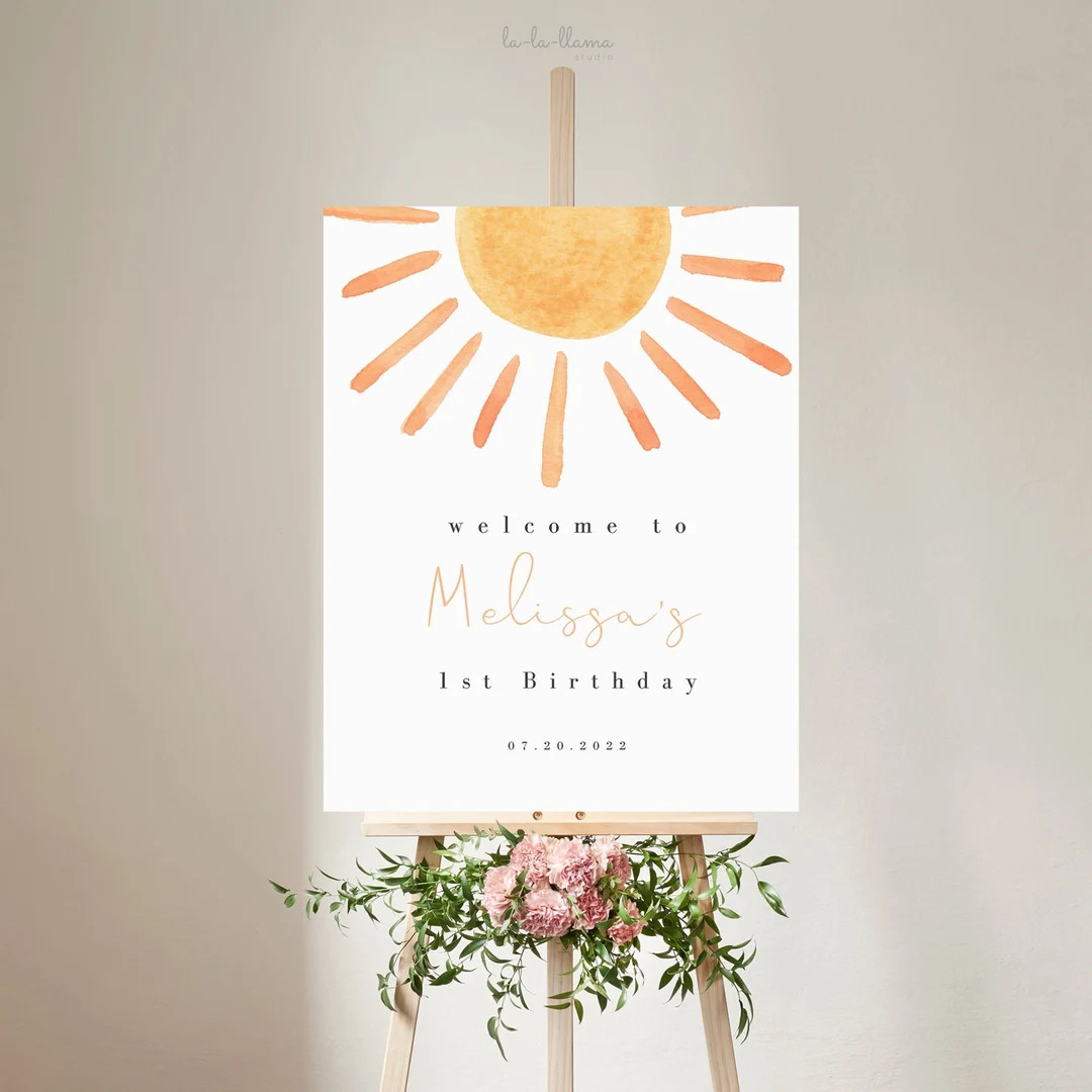 Boho Sun Birthday Welcome Sign Sunshine Party Poster 1t Trip - Etsy | Etsy (US)