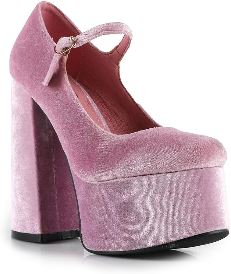 Velvet Jaco-01 Women's Platform Block Heel Mary Jane Pumps | Amazon (US)