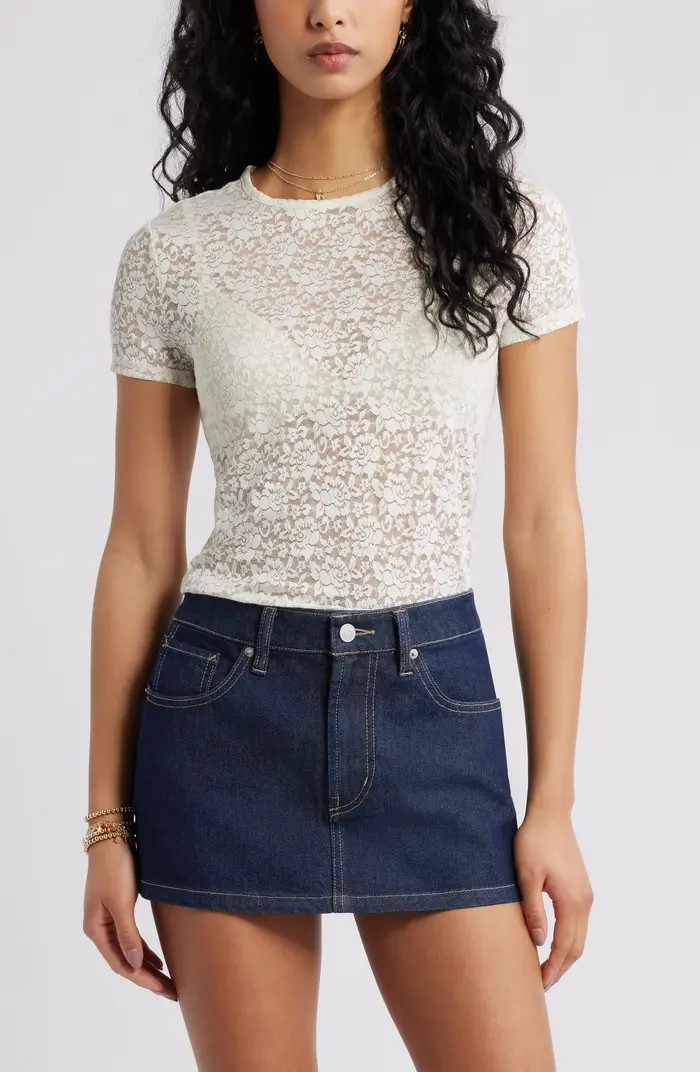 Short Sleeve Stretch Lace Top | Nordstrom