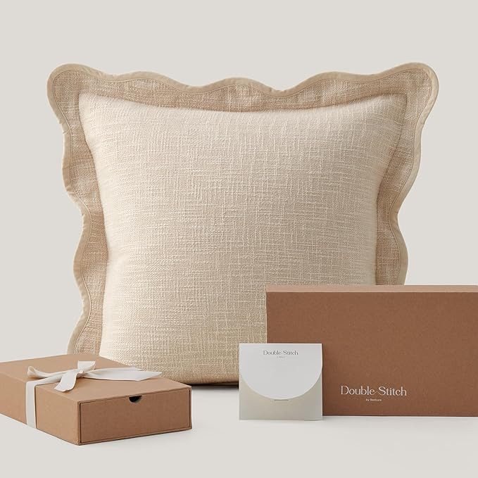 Double Stitch by Bedsure Scalloped Throw Pillow Covers, Cotton Decorative Pillow Covers 20" x 20"... | Amazon (US)