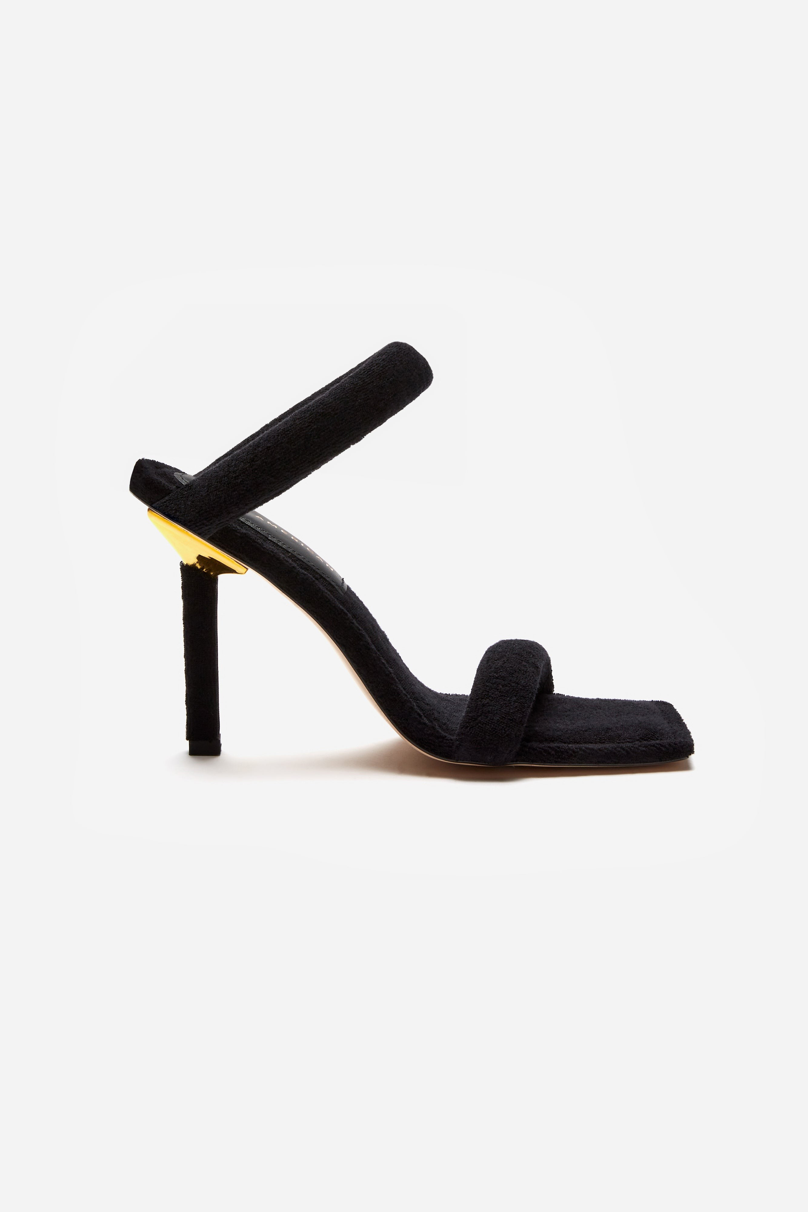 TERRY ANKLE WRAP SANDAL | BLACK TERRY001 | Good American