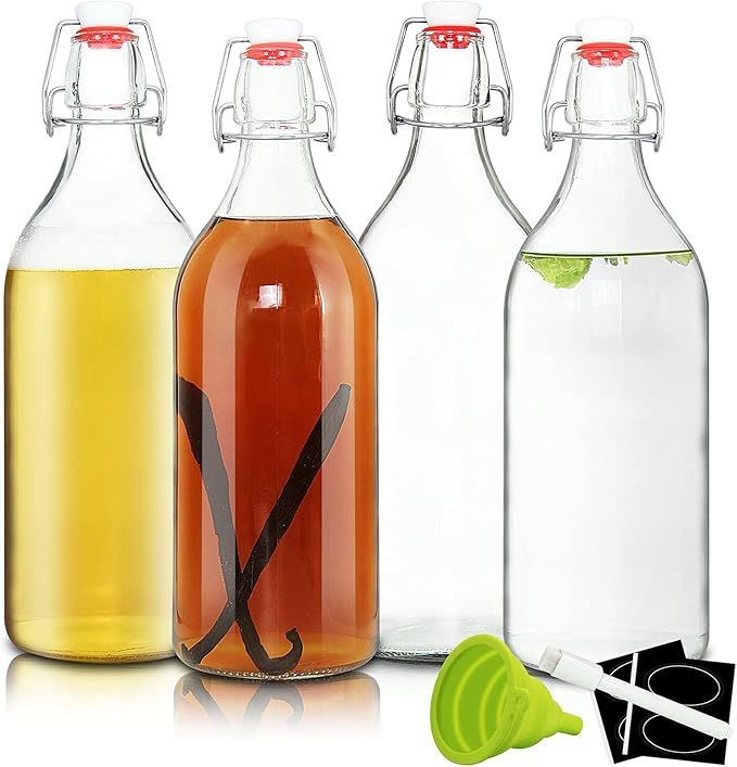 32oz Swing Top Bottles -Glass Beer Bottle with Airtight Rubber Seal Flip Caps for Home Brewing Ko... | Amazon (US)