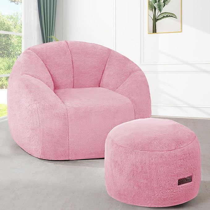 HABUTWAY Bean Bag Chair, Oversized Shell-Shaped Bean Bag Couch with Ottoman, Giant Beanbag Chair ... | Amazon (US)