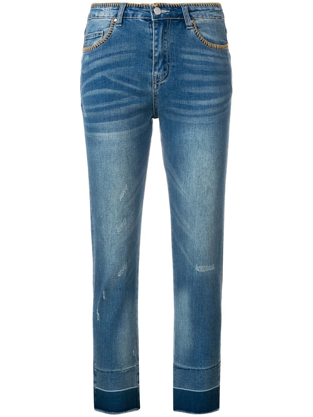 Steffen Schraut cropped stitch detailed jeans - Blue | FarFetch US