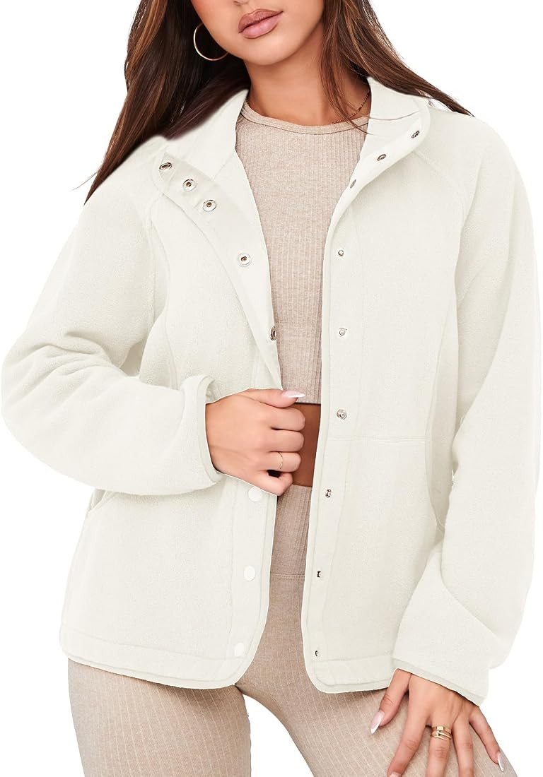 Glamaker women's Fleece Sherpa Jacket Winter Coats Long Sleeve Casual Button Fuzzy Cropped Sweats... | Amazon (US)