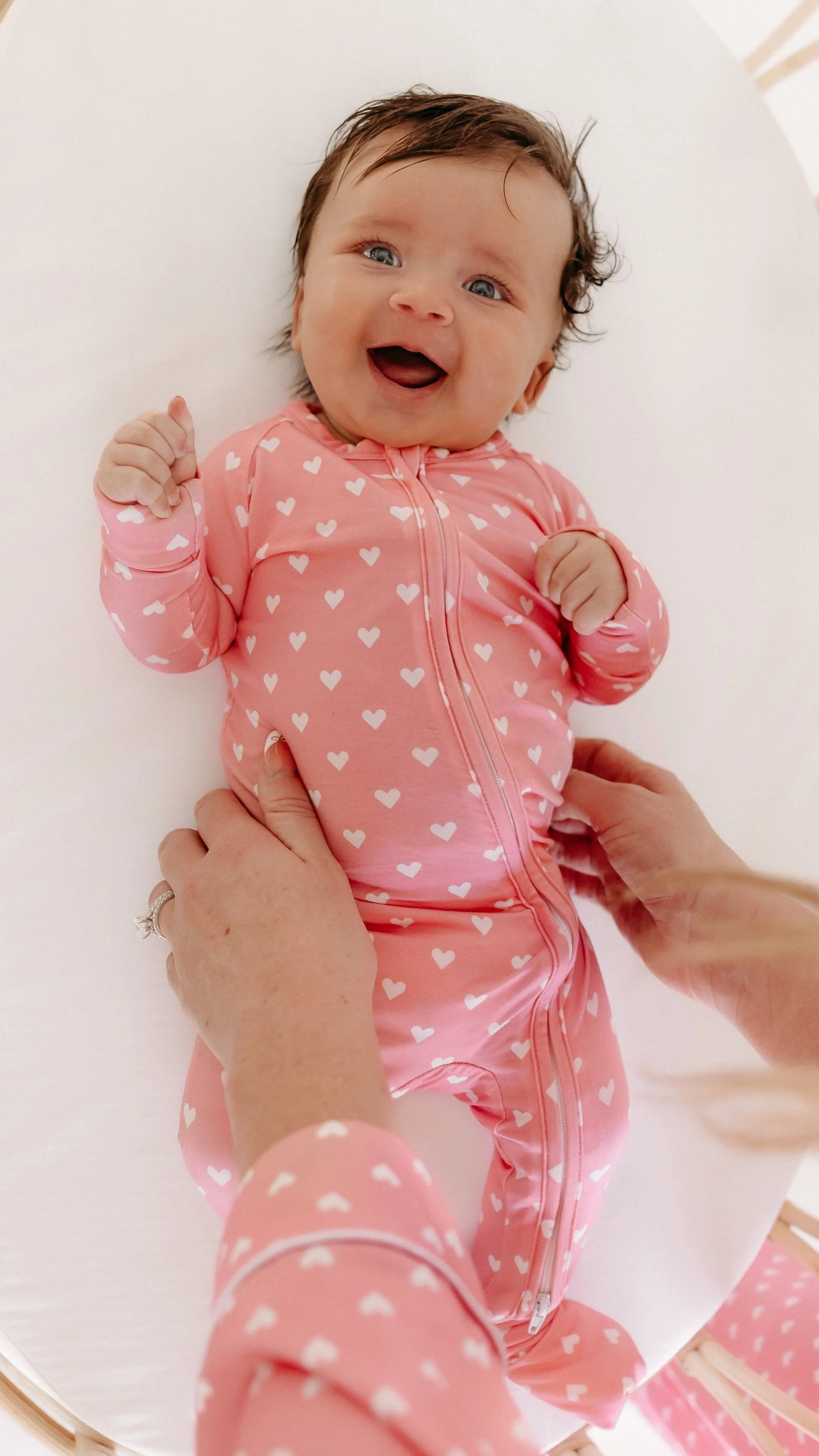 Infant Romper in Pink Hearts | Silks Design
