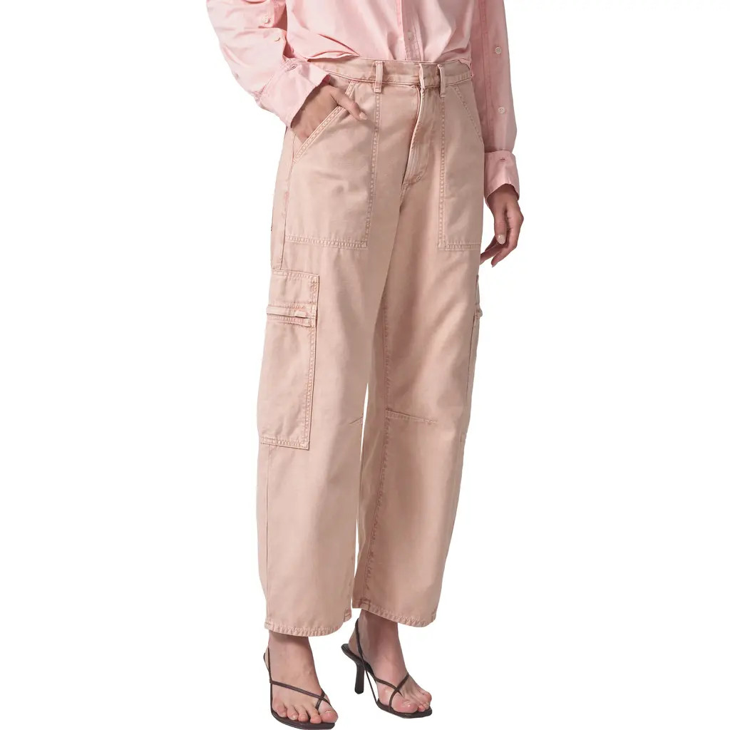 Citizens of Humanity Marcelle Low Rise Barrel Cargo Pants in Roselle (Lt Pink) at Nordstrom, Size 24 | Nordstrom