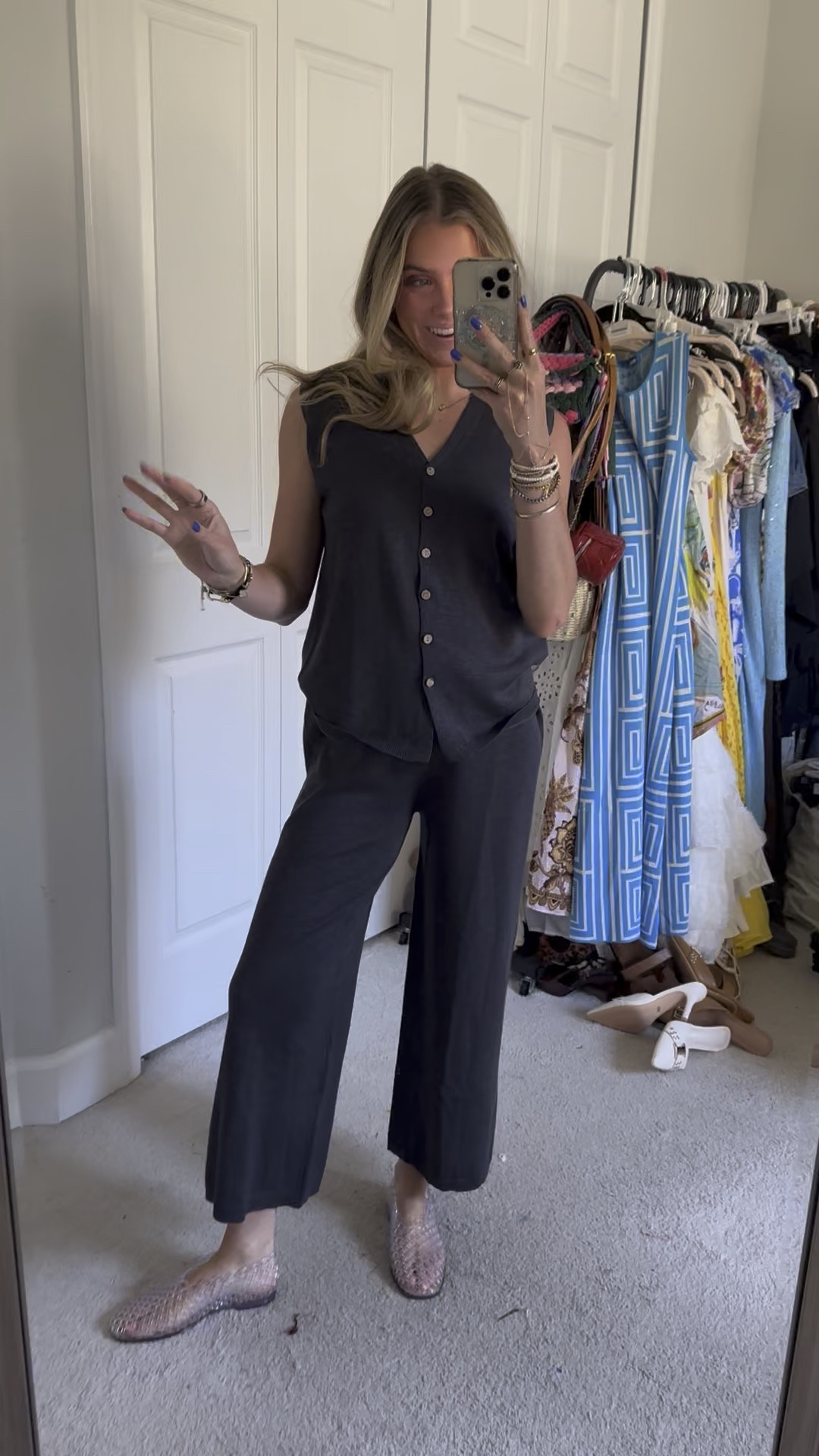 I got new Steve Madden @stevemadden sandals for summer! I am wearing size 8. The mesh tan flats are the meadow blush flats: This MEADOW ballet flat features a breathable mesh material and a rounded toe for added comfort. Perfect for daily wear, it provides both style and comfort. The black ballet flats are the MAGS in black: MAGS - the ultimate mesh Mary Jane flat featuring a ballet style and rounded toe for maximum comfort. With its sleek design and breathable mesh, these shoes are perfect for all-day wear. Upgrade your shoe collection and enjoy the benefits of style and comfort with this timeless flat. The clear ballet flats are the GROVE in clear: The GROVE is a flat design with a square-toe and jelly cage design, providing both style and comfort for everyday wear. With its airy design, your feet can stay cool and comfortable all day long.

#LTKShoeCrush #LTKStyleTip #LTKFindsUnder100