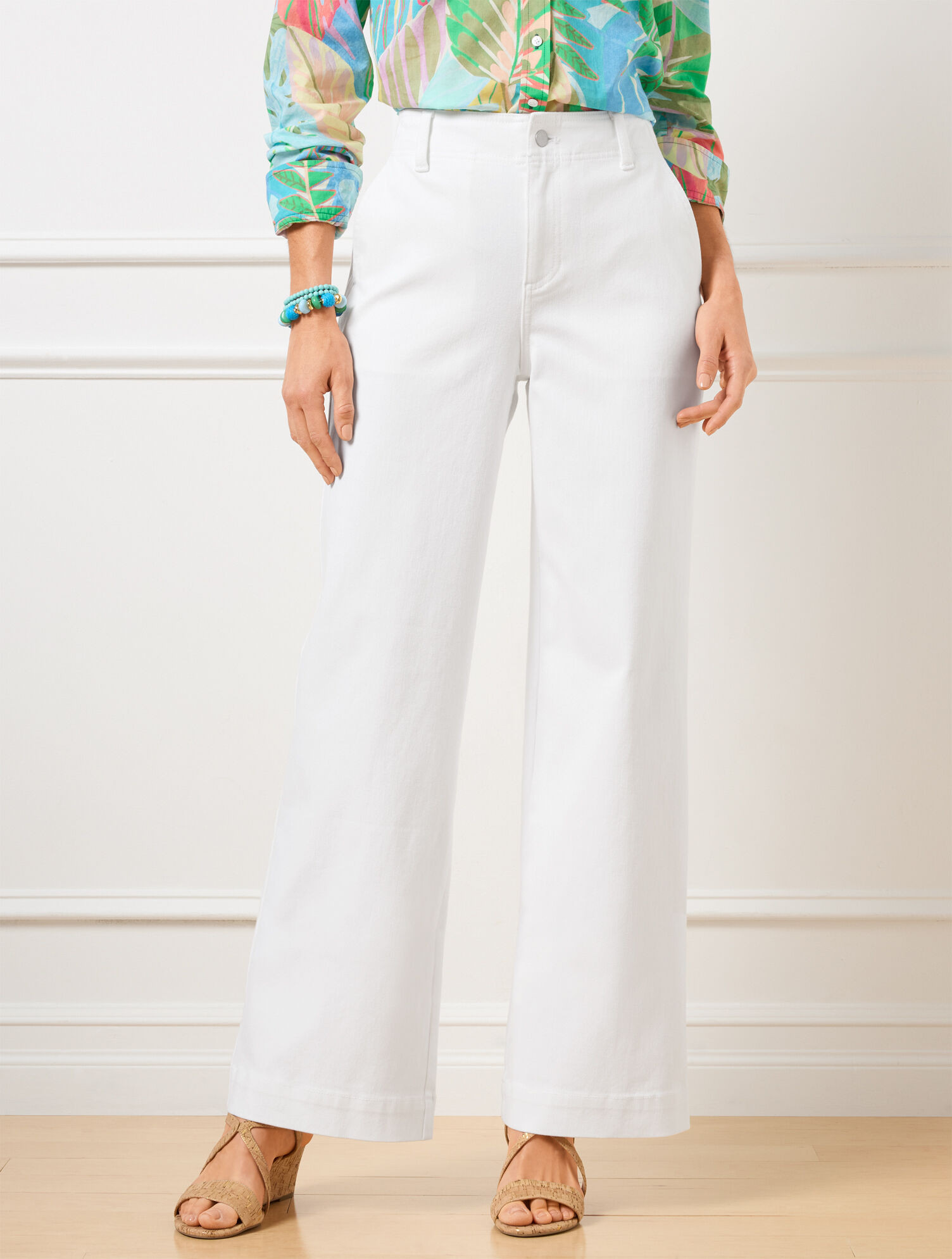 Relaxed Trouser Leg Jeans - White | Talbots