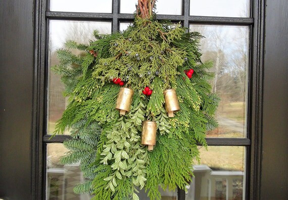 WREATH Bells-Group of Three LARGE 2 3/4" Rough Hewn Gold Bells w/ Wooden Clappers-Visually Appeal... | Etsy (US)