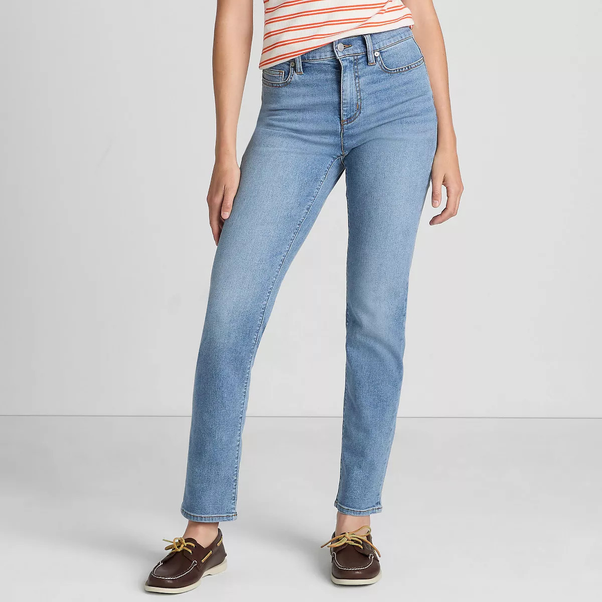 Lands' End Women's Recover High Rise Straight Leg Blue Jeans | Target
