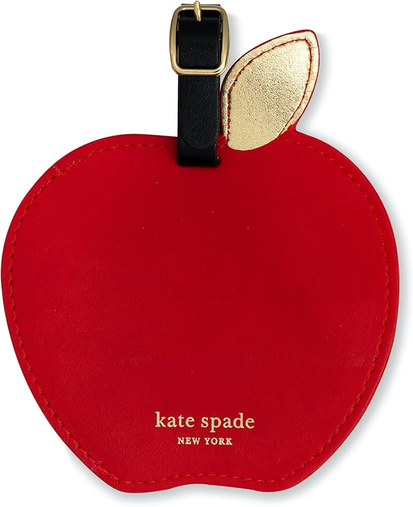 Kate Spade New York Round Red Vegan Leather Luggage Tag for Women, Durable Suitcase ID Tag, Apple | Amazon (US)