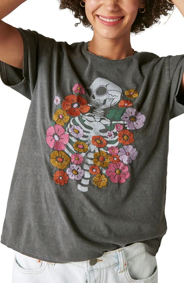 Flowers & Skeleton Classic Graphic T-Shirt | Nordstrom