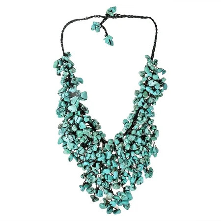 Handmade Blue Turquoise Waterfall Bib Necklace | Walmart (US)