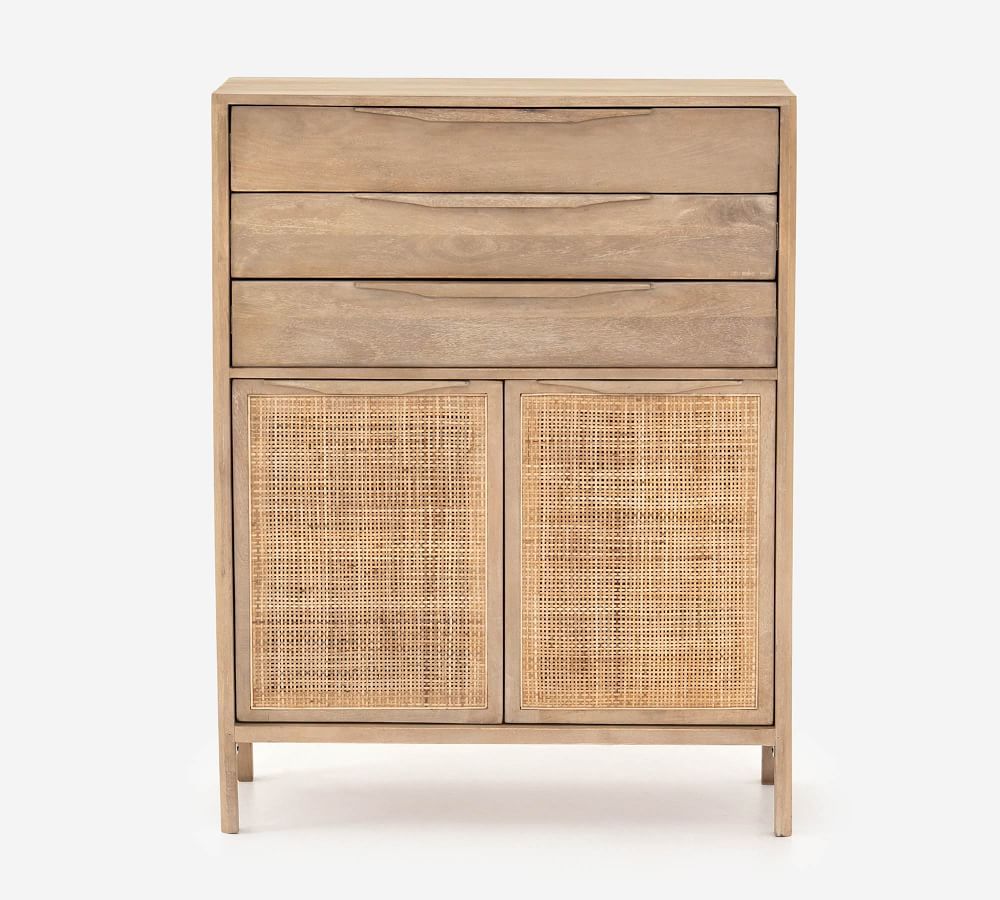 Dolores Cane 3-Drawer Tall Dresser | Pottery Barn (US)