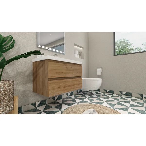 Amahd 36" Wall Mounted Single Bathroom Vanity Set | Wayfair North America