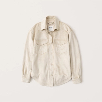 Vegan Suede Shirt Jacket | Abercrombie & Fitch (US)