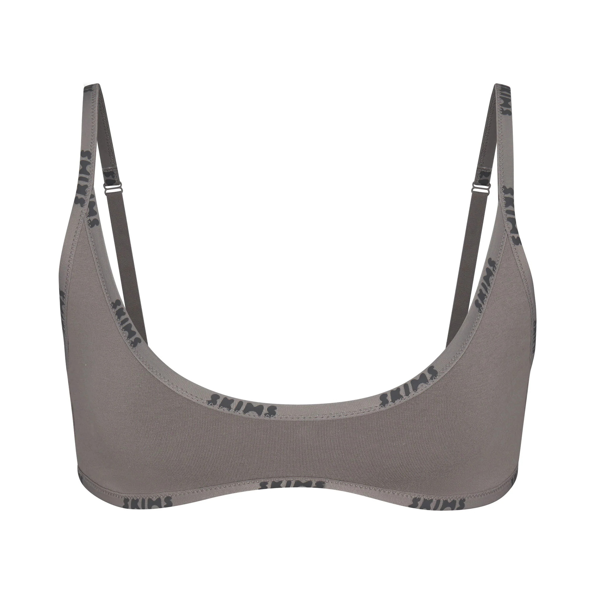 Cotton Logo Scoop Neck Bralette - Smoke | SKIMS | SKIMS (US)
