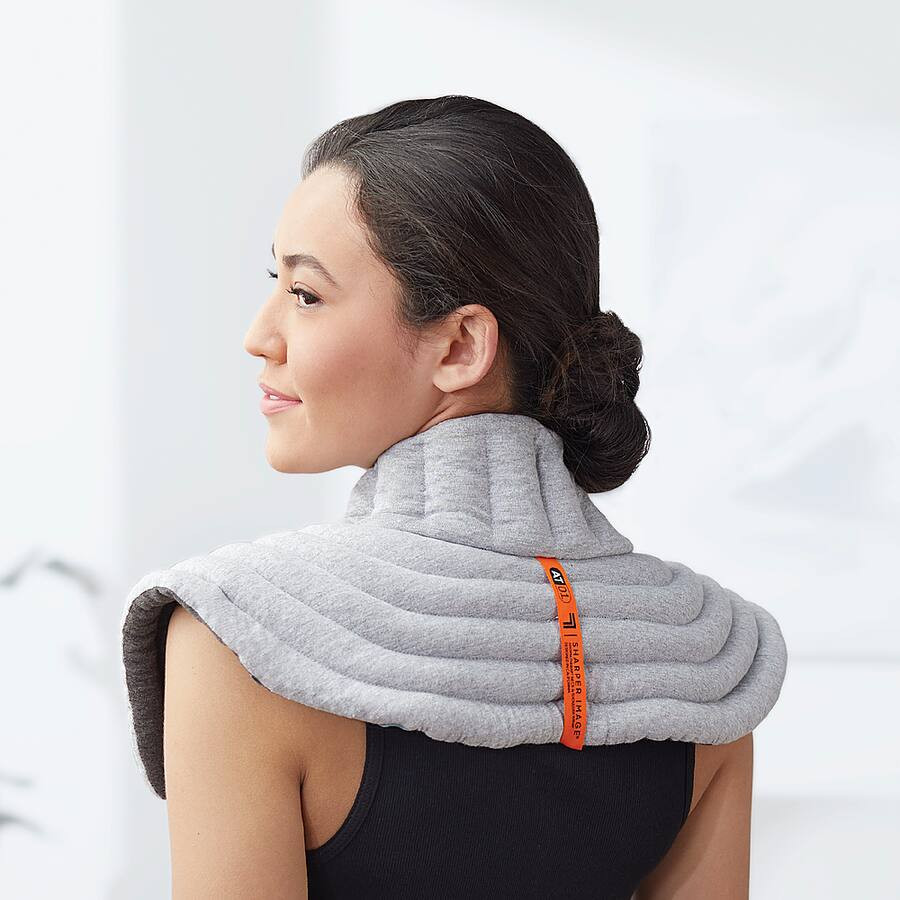Sharper Image - Heated Neck and Shoulder Aromatherapy Wrap, Lavender Scented Hot/Cold - Gray | Best Buy U.S.