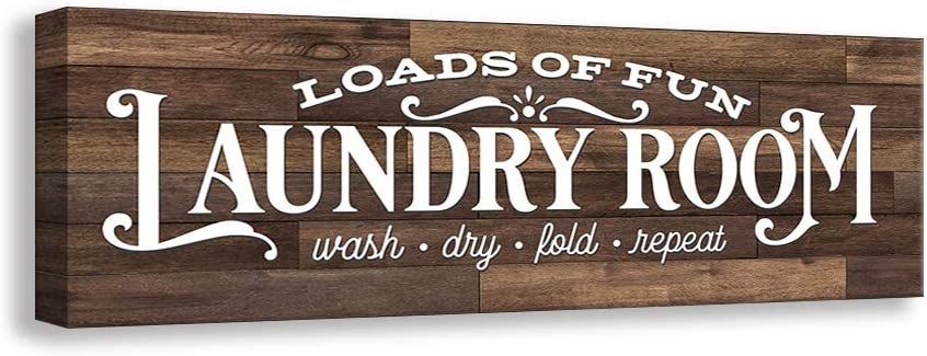 Kas Home Vintage Laundry Room Canvas Wall Art | Rustic Laundry Rules Prints Signs Framed | Bathro... | Amazon (US)