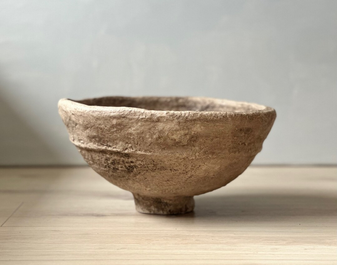 Paper Mache Bowl Large Vessel Aged Beige Color Textured - Etsy Canada | Etsy (CAD)