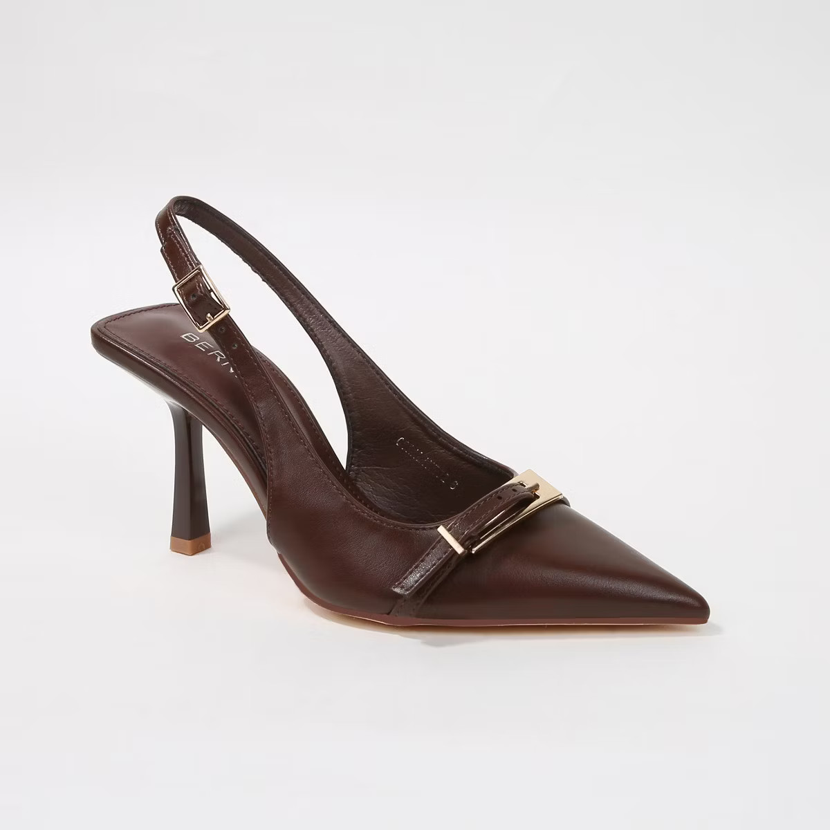 Berness Women's Coraline Vegan Leather Slingback Heels with Gold Buckle | Target