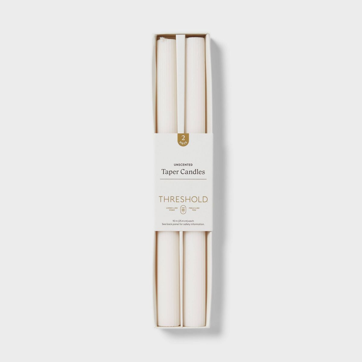 2pk 1.06oz 10" Gardenia Unscented Ribbed Taper Flame Candles - Threshold™ | Target