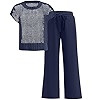 ANRABESS Women Two Piece Outfits Crochet Sheer Knit Sweater Top Wide Leg Pants Lounge Matching Se... | Amazon (US)
