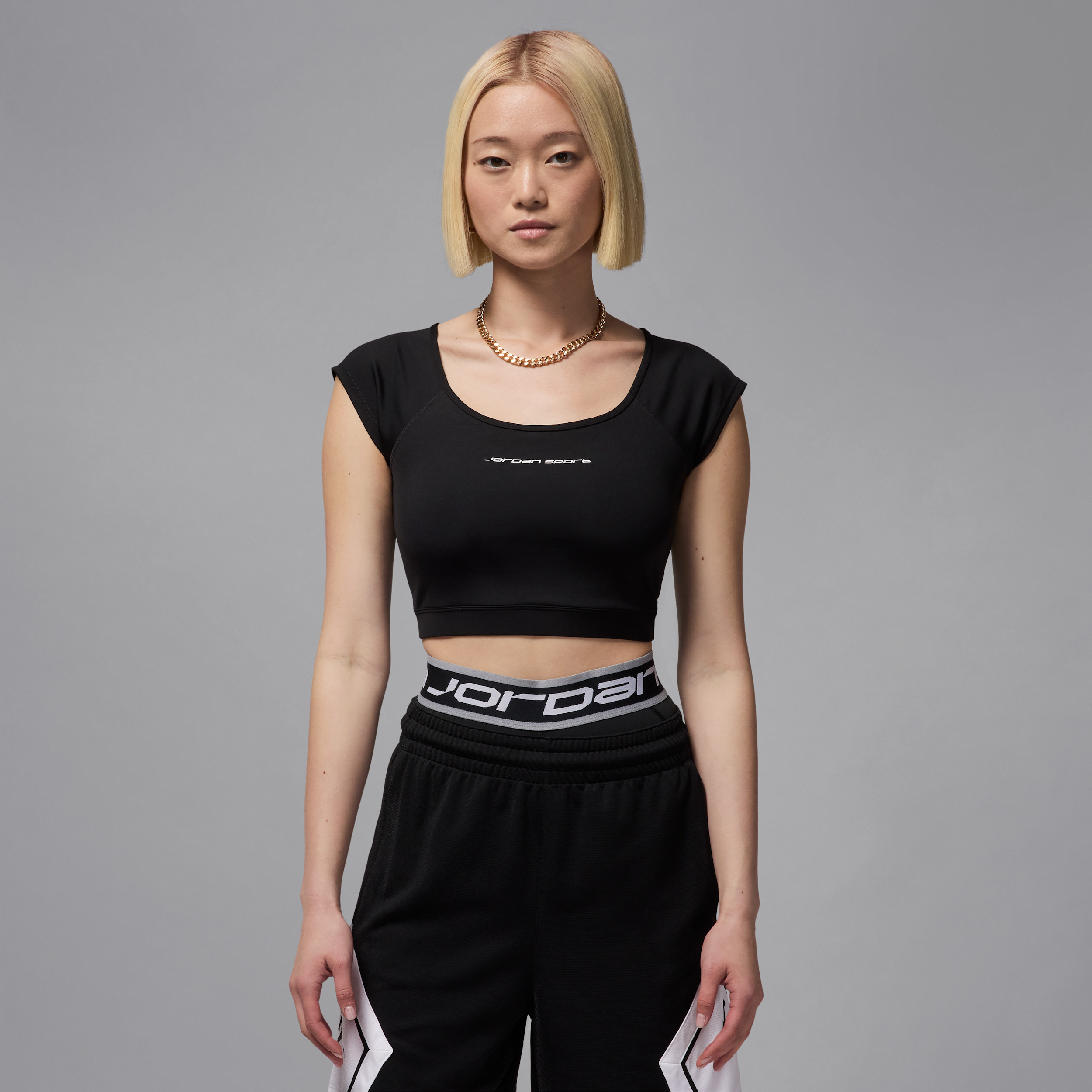 Women's Jordan Sport Short-Sleeve Knit Crop Top in Black | HJ0070-010 | Nike (US)