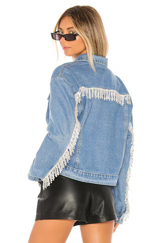 superdown Raya Rhinestone Fringe Jacket in Light Blue Wash from Revolve.com | Revolve Clothing (Global)