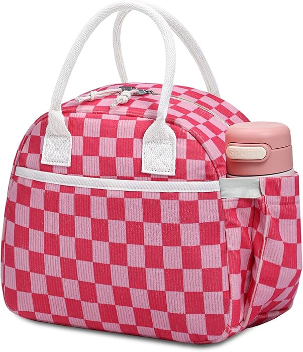 Lunch Box for Women, Insulated Lunch Bag Cute Corduroy Lunchbag Reusable Lunchbox for Work (check... | Amazon (US)