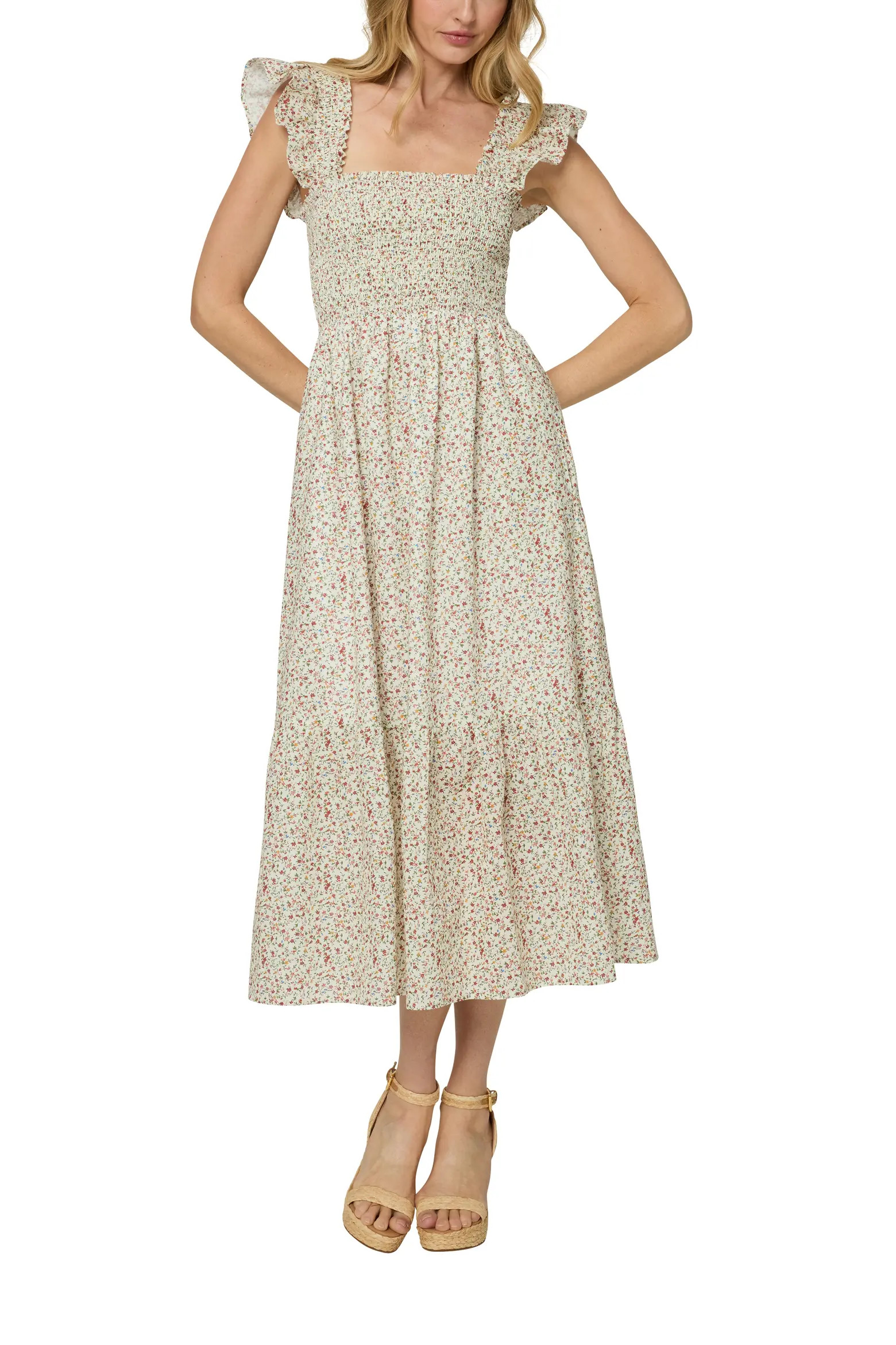 The Standard Stitch The Flounce Smocked Midi Dress (Women) | Nordstrom | Nordstrom