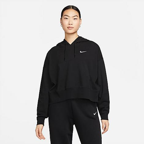 Nike Women's Sportswear Collection Essentials Oversized Fleece Hoodie in Black/Black Size Small 100% | Finish Line (US)