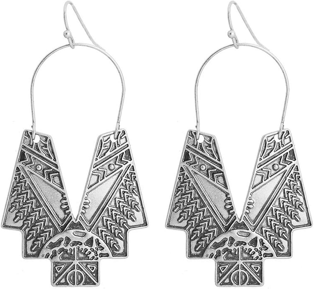 Zealmer Gold Geometric Earrings Statement Vintage Boho Ethnic Earrings Hollow Out Fan Shape Dangl... | Amazon (US)