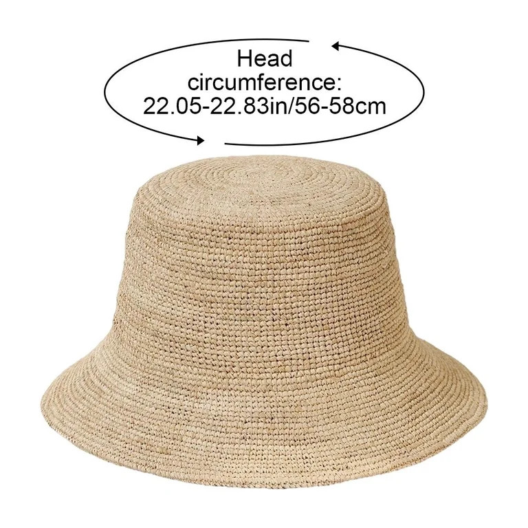 Jiibva Raffia Straw Sun Hat Wide Brim Beach Hat Summer Panama Straw Hat for Summer Vacation Holid... | Walmart (US)