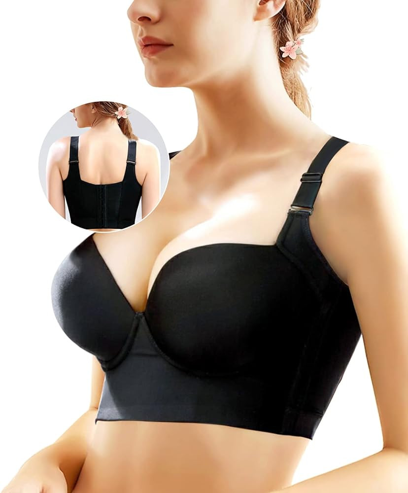 Women's Push Up Bra,Full-Coverage Underwire Bra,Hide Back Fat Deep Cup Bra,Smoothing T-Shirt Bra,... | Amazon (US)