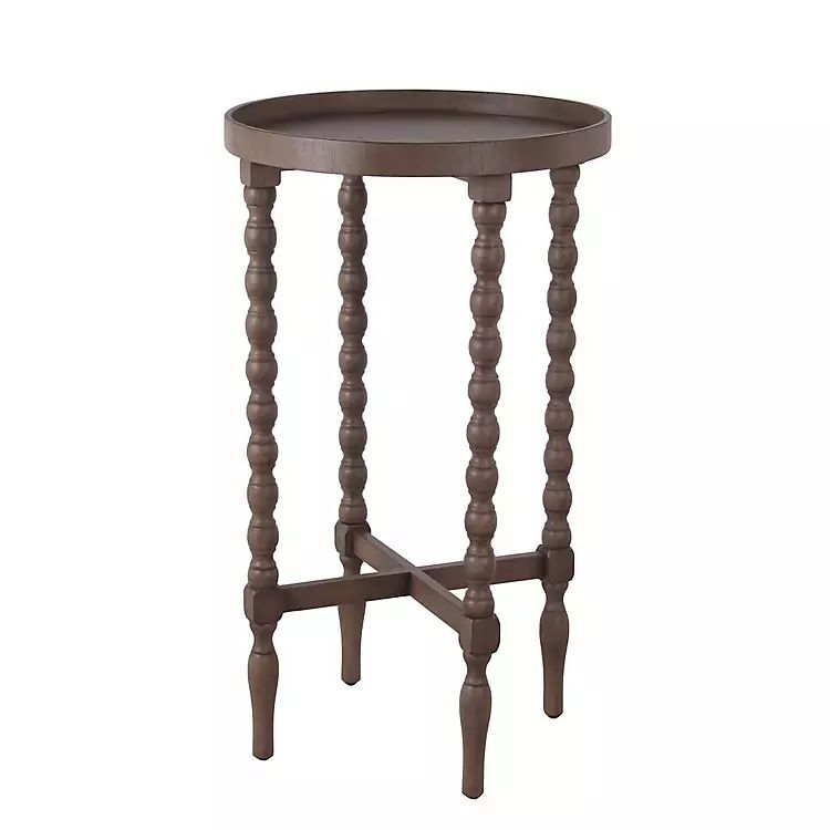 Round Brown Beaded Legs Accent Table | Kirkland's Home