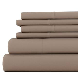6-Piece Taupe Solid Microfiber Queen Sheet Set | The Home Depot