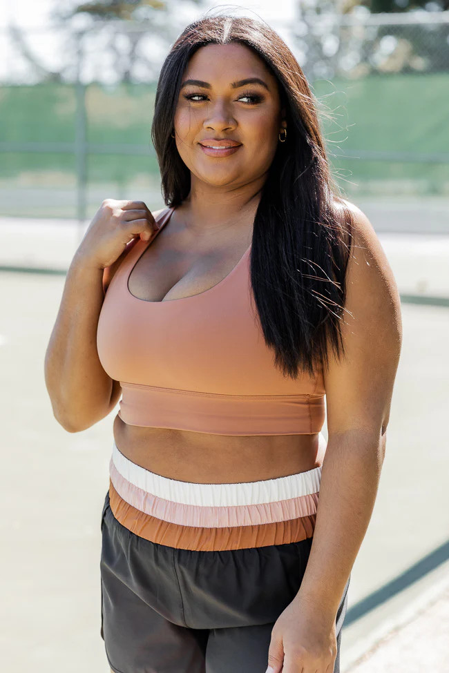 Taking Flight Camel Cross Back Sports Bra | Pink Lily