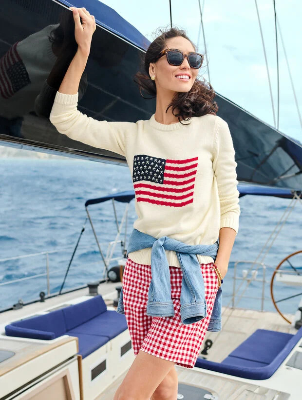 Crewneck Flag Pullover Sweater | Talbots