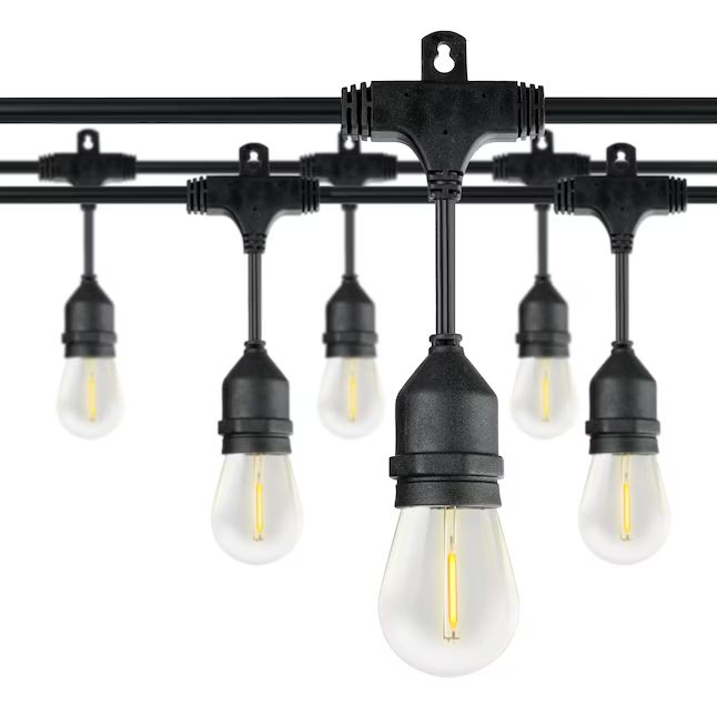 Honeywell 48-ft Plug-in Black Indoor/Outdoor String Light with 15 White-Light LED Edison Bulbs | Lowe's