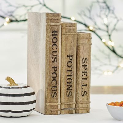 Wooden Halloween Book Stack | Grandin Road | Grandin Road