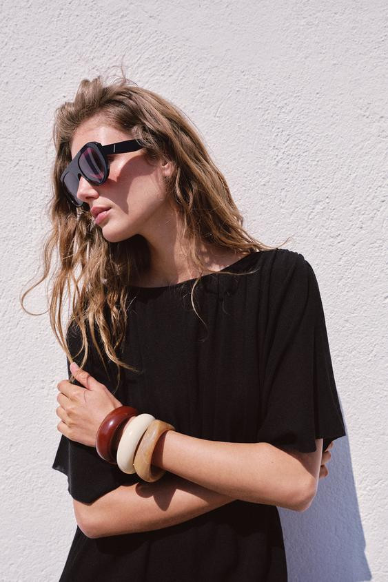 Zara - Pack Of 3 Rigid Metallic Bracelets - Brown - M - Woman | Zara UK