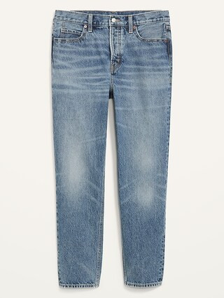 Extra High-Waisted Button-Fly Sky-Hi Straight Non-Stretch Cropped Jeans | Old Navy (US)