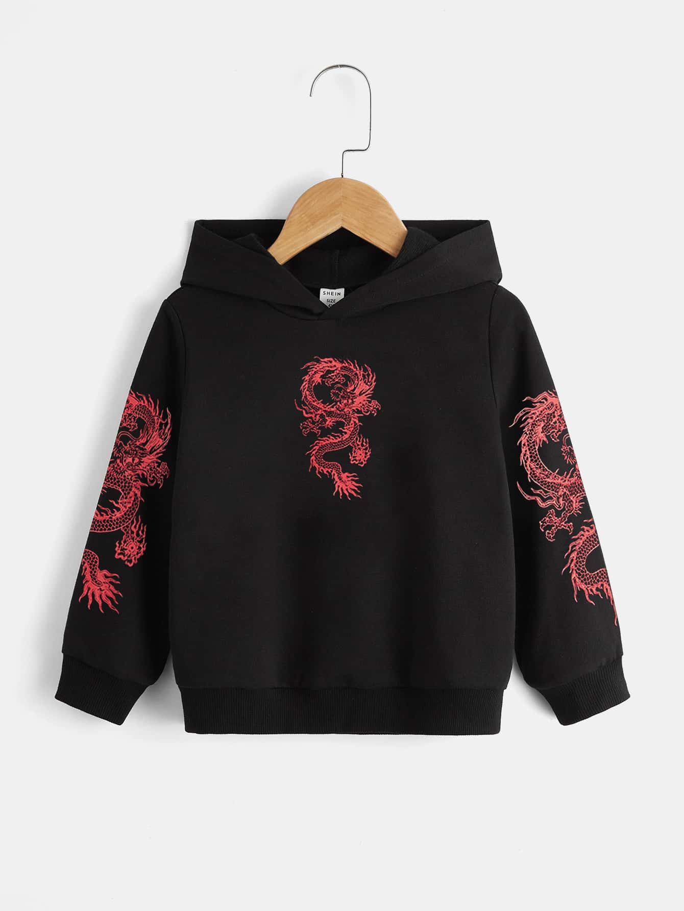 SHEIN Toddler Boys Chinese Dragon Print Hoodie | SHEIN